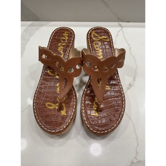 Sam Edelman Brown Cork Wedge Sandal Size 7.5 - Picture 1 of 7